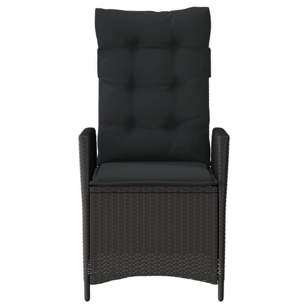 havestol med hynder justerbart ryglæn polyrattan sort