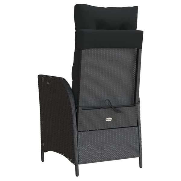 havestol med hynder justerbart ryglæn polyrattan sort