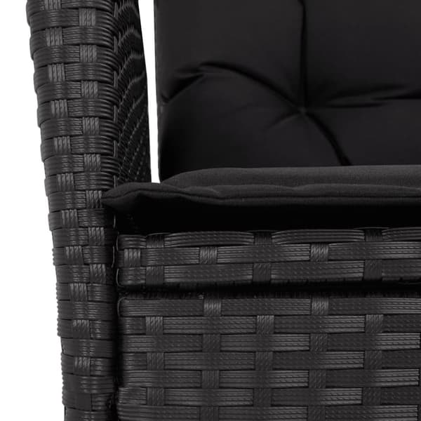 havestol med hynder justerbart ryglæn polyrattan sort