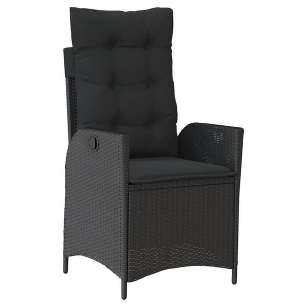 havestol med hynder justerbart ryglæn polyrattan sort