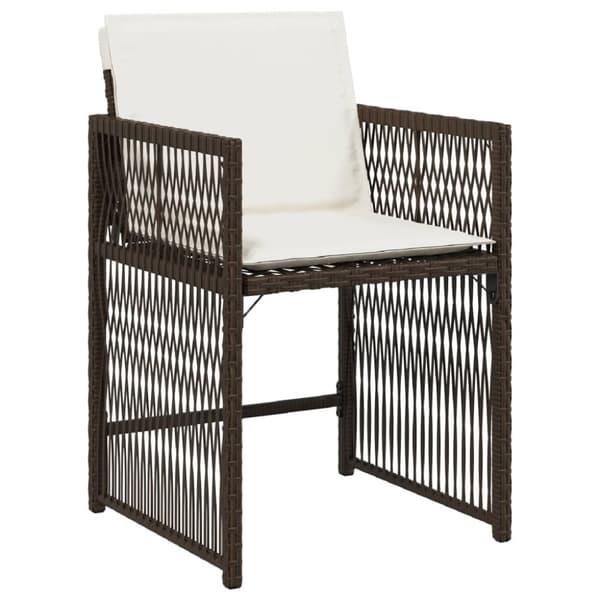 havestole 4 stk. med hynder polyrattan brun