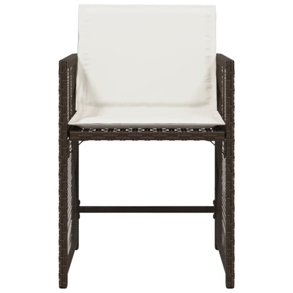 havestole 4 stk. med hynder polyrattan brun