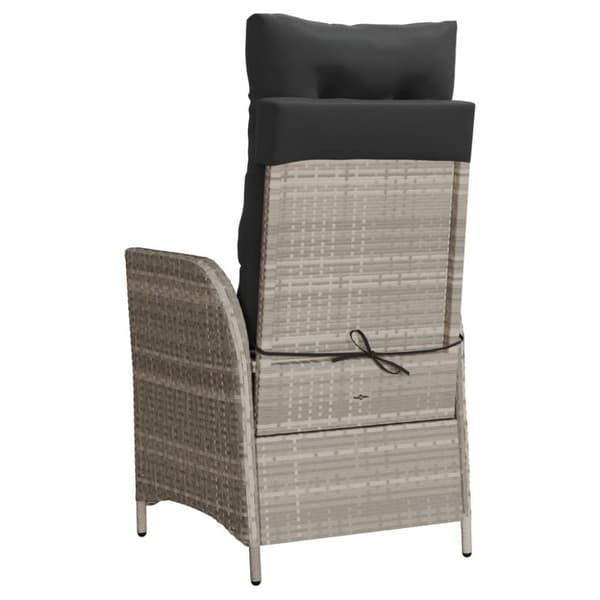 havestol med lænefunktion og hynder polyrattan lysegrå