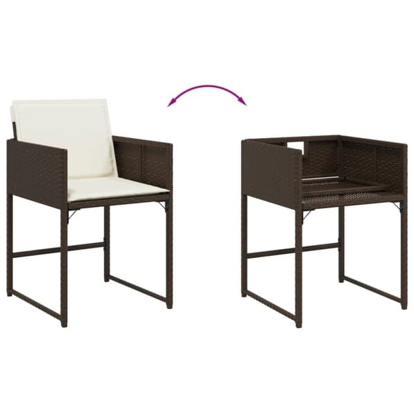 havestole 4 stk. med hynder polyrattan brun