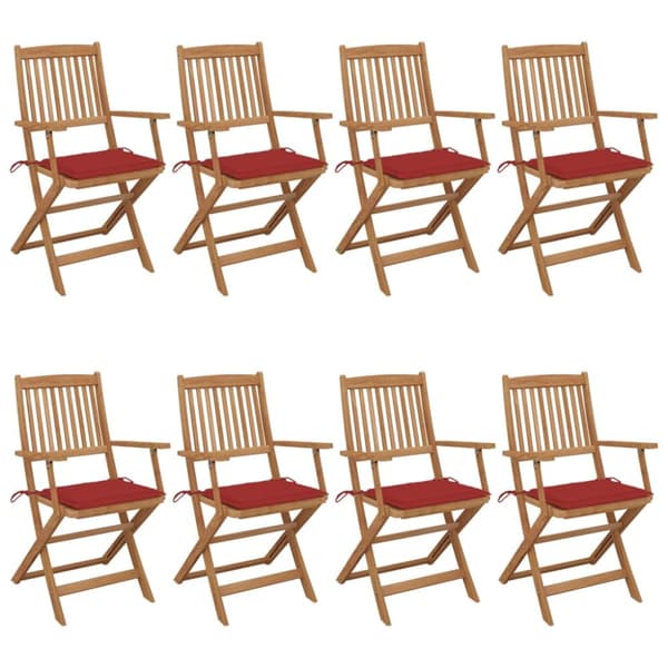 foldbare havestole 8 stk. med hynder massivt akacietræ