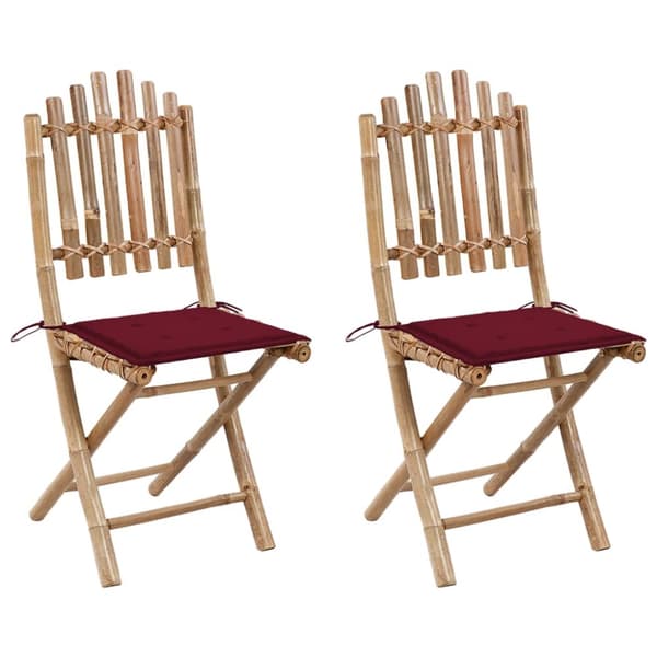 foldbare havestole 2 stk. med hynder bambus