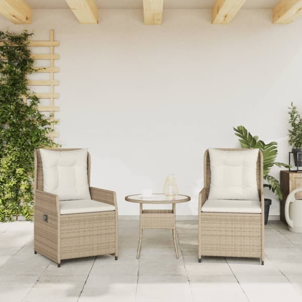 Justerbara trädgårdsstolar 2 st beige konstrotting