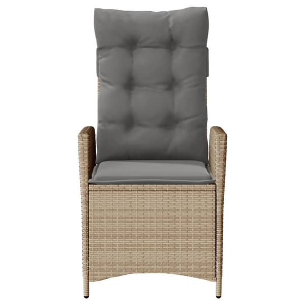 havestol med lænefunktion og hynder polyrattan blandet beige