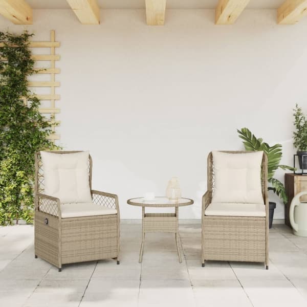 Justerbara trädgårdsstolar 2 st beige konstrotting