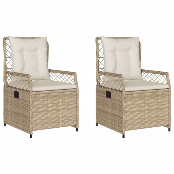 Justerbara trädgårdsstolar 2 st beige konstrotting
