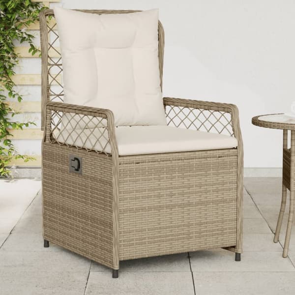 Justerbara trädgårdsstolar 2 st beige konstrotting