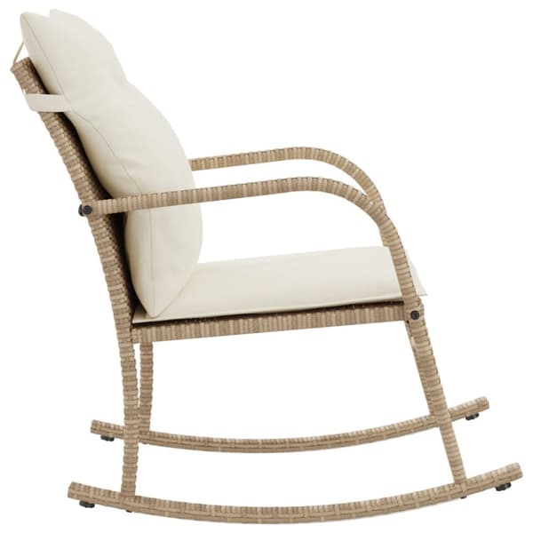 Puutarhakeinutuoli tyynyillä, beige, polyrottinki