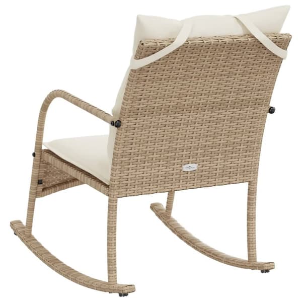 Puutarhakeinutuoli tyynyillä, beige, polyrottinki