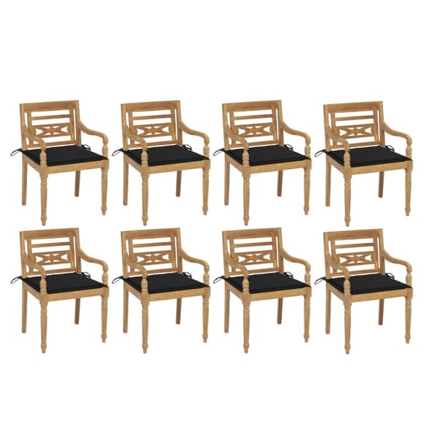 Bataviastolar med dynor 8 st massiv teak