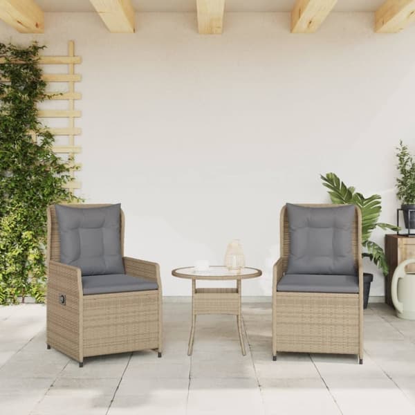 Justerbara trädgårdsstolar 2 st beige konstrotting
