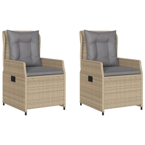 Justerbara trädgårdsstolar 2 st beige konstrotting