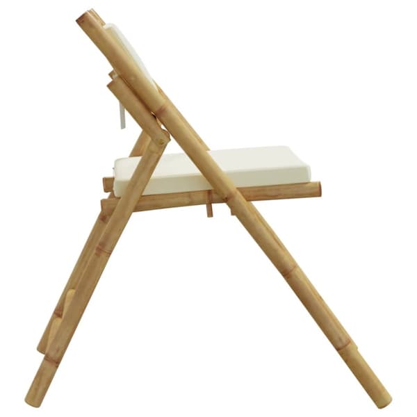 foldbare bistrostole 2 stk. med cremefarvede hynder bambus