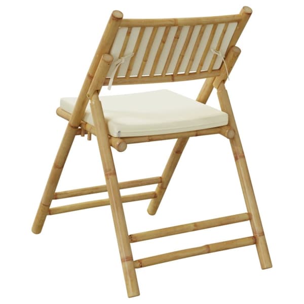 foldbare bistrostole 2 stk. med cremefarvede hynder bambus