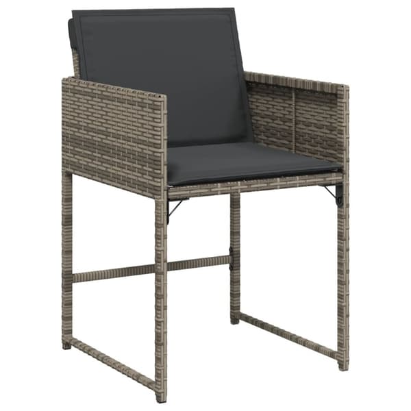 havestole med hynder 4 stk. polyrattan grå
