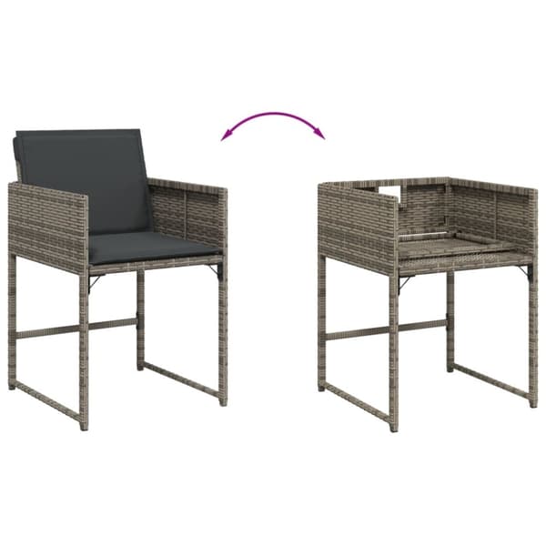 havestole med hynder 4 stk. polyrattan grå