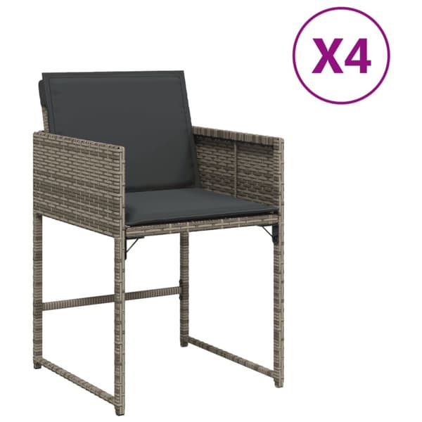havestole med hynder 4 stk. polyrattan grå
