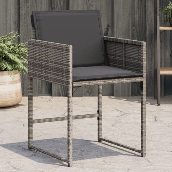 havestole med hynder 4 stk. polyrattan grå