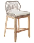 Miniatyrbillede 5 af 11: Sæt med 2 udendørs barstole Lyst træ Beige Ryglæn med reb Uden armlæn Boheme og rustik stil Havemøbler Havestole