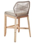 Miniatyrbillede 7 af 11: Sæt med 2 udendørs barstole Lyst træ Beige Ryglæn med reb Uden armlæn Boheme og rustik stil Havemøbler Havestole