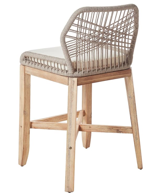 Barstol Stol Ljust Trä Beige Trädgård Boho Rustik Stil Järnram