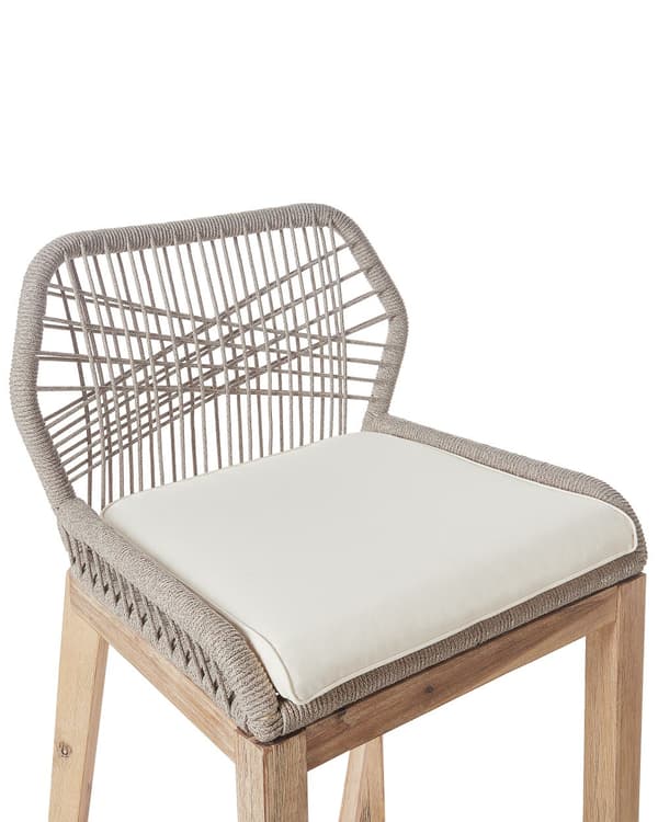 Barstol Stol Ljust Trä Beige Trädgård Boho Rustik Stil Järnram