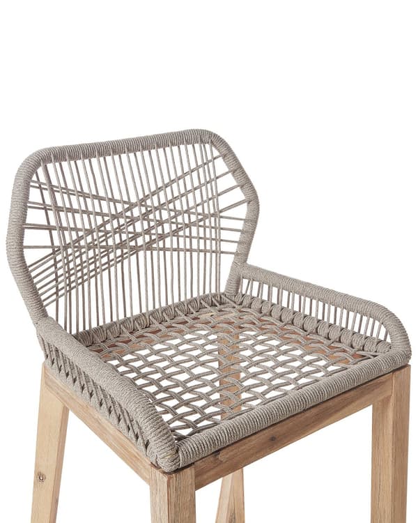 Barstol Stol Ljust Trä Beige Trädgård Boho Rustik Stil Järnram