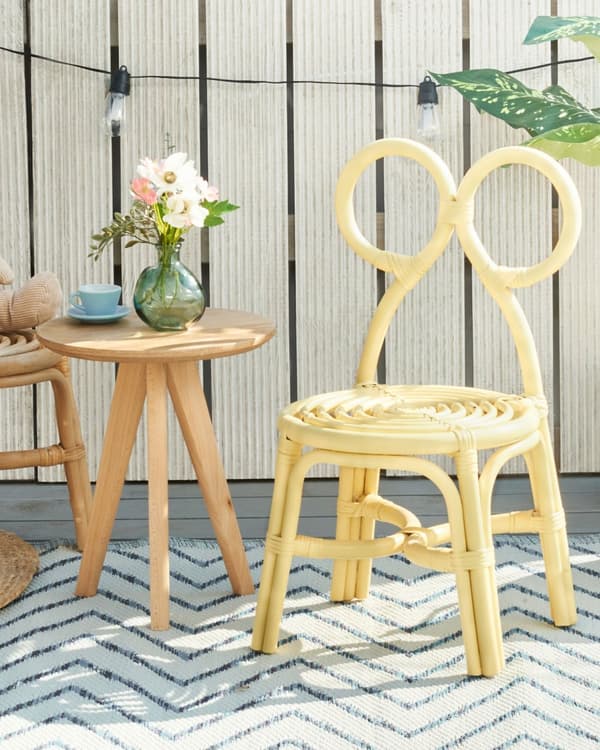 Barnestol Gulrotting Patio Utendørs Innendørs Boho Håndlaget Design Moderne Rottingstol for Barnerom