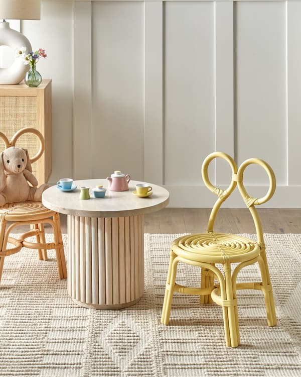 Barnestol Gulrotting Patio Utendørs Innendørs Boho Håndlaget Design Moderne Rottingstol for Barnerom