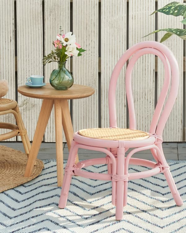 Barnestol Naturlig Rotting Rosa 32 x 38 x 57 cm Terrasse Utendørs Innendørs Boho Håndlaget