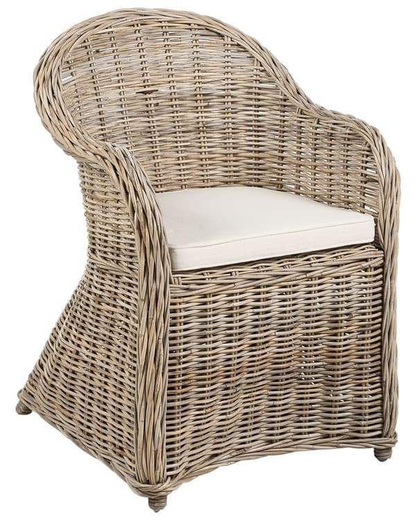 Puutarhatuoli vaalea rottinki vaaleanbeige puuvilla istuintyyny 2 kpl setti luonnollinen ulkokäyttöön sisälle boho tyyli
