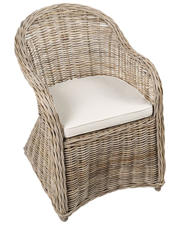 Puutarhatuoli vaalea rottinki vaaleanbeige puuvilla istuintyyny 2 kpl setti luonnollinen ulkokäyttöön sisälle boho tyyli