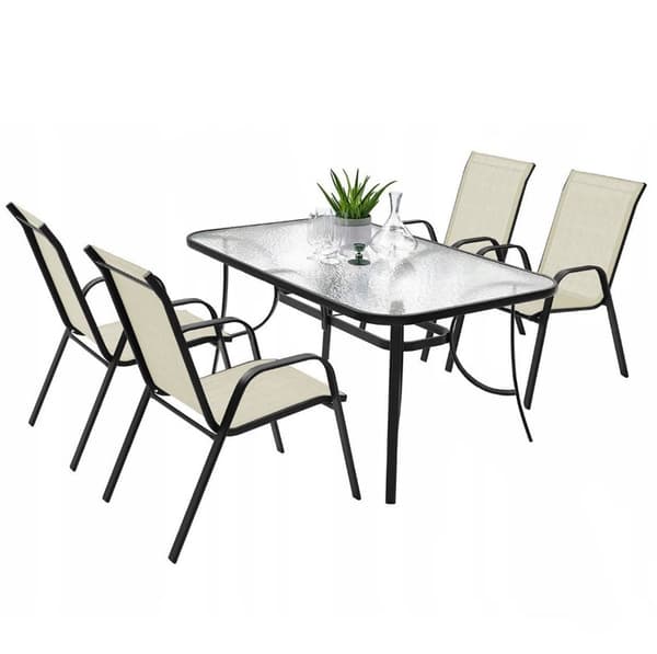 Metal have stol - beige - 90 x 54 x 69 cm - vejrresistant