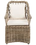 Pikkukuva 5 / 11: Puutarhatuoli vaalea rottinki beige istuintyyny 2 kpl setti luonnollinen ulkokäyttöön sisälle boho tyyli