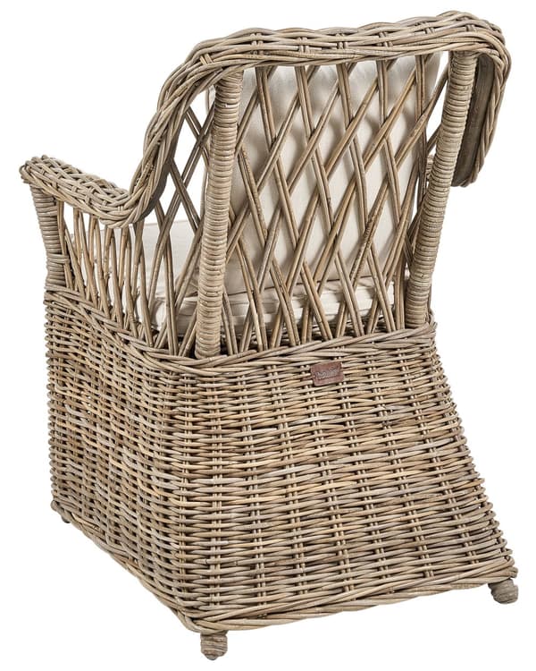 Puutarhatuoli vaalea rottinki beige istuintyyny 2 kpl setti luonnollinen ulkokäyttöön sisälle boho tyyli