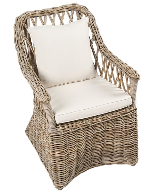 Puutarhatuoli vaalea rottinki beige istuintyyny 2 kpl setti luonnollinen ulkokäyttöön sisälle boho tyyli