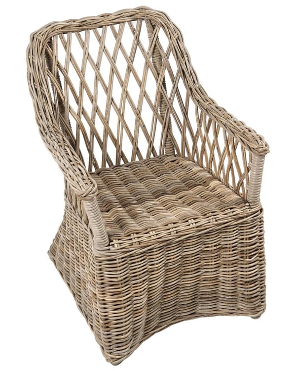 Puutarhatuoli vaalea rottinki beige istuintyyny 2 kpl setti luonnollinen ulkokäyttöön sisälle boho tyyli