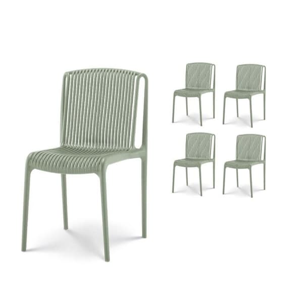 Kosmi - Set med 4 gröna trädgårds- eller terrassstolar i polypropenharts