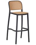 Miniatyrbild 5 av 11: Barstolar Set om 4 Beige och Svart Plast Sits Stapelbara Stolar utan Armstöd för Inomhus- och Utomhusbruk Matsal Kök