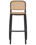 Miniatyrbild 6 av 11: Barstolar Set om 4 Beige och Svart Plast Sits Stapelbara Stolar utan Armstöd för Inomhus- och Utomhusbruk Matsal Kök
