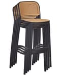 Miniatyrbild 8 av 11: Barstolar Set om 4 Beige och Svart Plast Sits Stapelbara Stolar utan Armstöd för Inomhus- och Utomhusbruk Matsal Kök