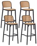 Miniatyrbild 1 av 11: Barstolar Set om 4 Beige och Svart Plast Sits Stapelbara Stolar utan Armstöd för Inomhus- och Utomhusbruk Matsal Kök