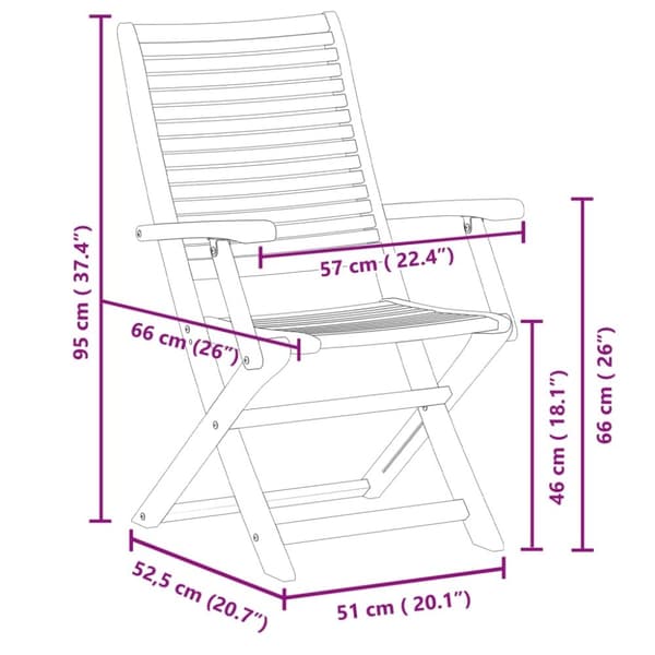 vidaXL Sammenleggbare hagestoler 4 stk 57x66x95 cm heltre akasie