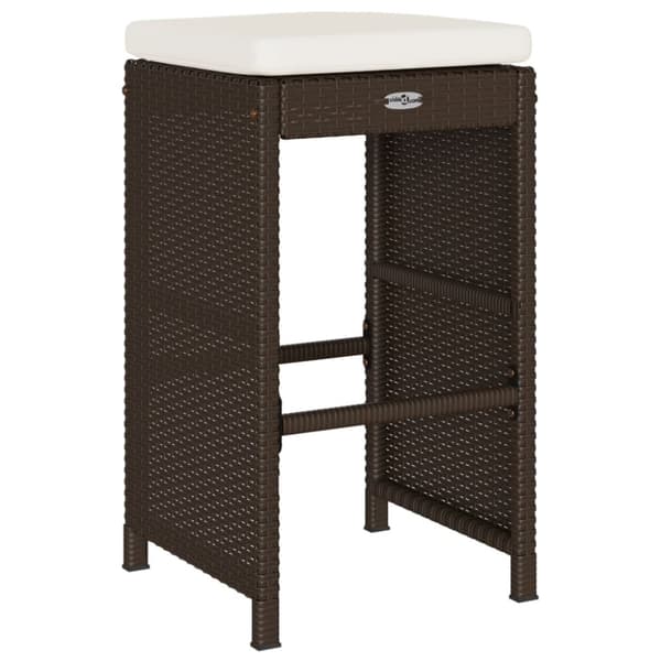 vidaXL barstole til haven med hynder 4 stk. polyrattan brun