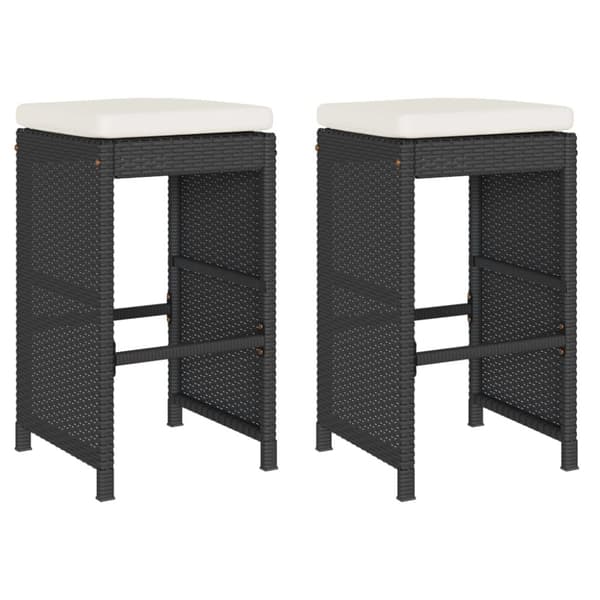 vidaXL barstole til haven med hynder 2 stk. polyrattan sort