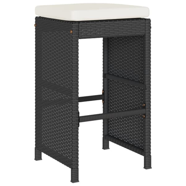 vidaXL barstole til haven med hynder 2 stk. polyrattan sort